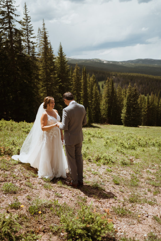 Eloping in the Colorado mountains. Copper Mountain elopement in the summer. Vows said on a mountain top. How to elope in Colorado.