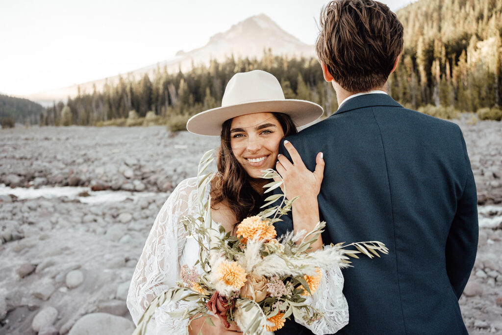 Dana and Jake's Mt. Hood Oregon adventure wedding. They hiked, said private vows, spent time playing music, relaxing, and taking in the sunset.