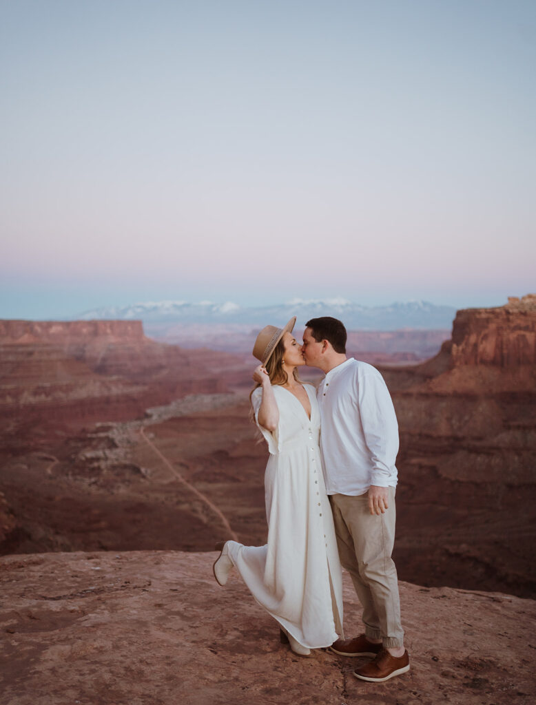 This couple went hiking for their desert wedding day. They adventured around Moab and Canyonlands and off roaded to secluded cliffs.